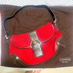 Red and brown Coach purse excellent condition